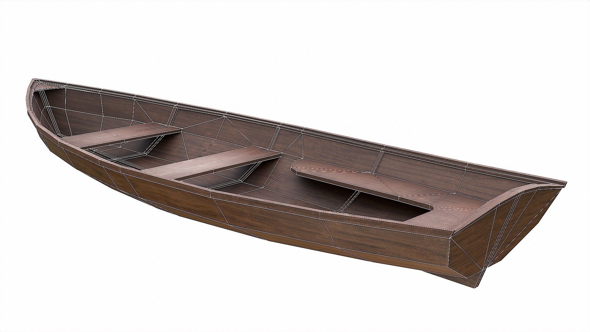 Painted Wooden Boat v3 Free low-poly 3D model_13