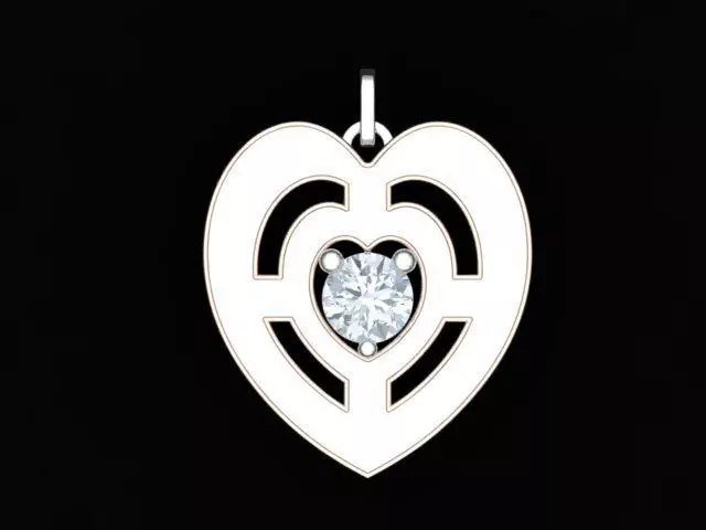 Heart Design Love Pendant with Diamond 3D print model