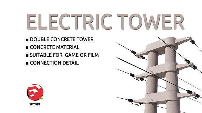 ELECTRIC TOWER-CONCRETE Low-poly 3D model