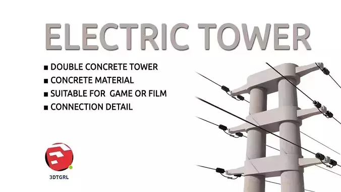 ELECTRIC TOWER-CONCRETE Low-poly 3D model