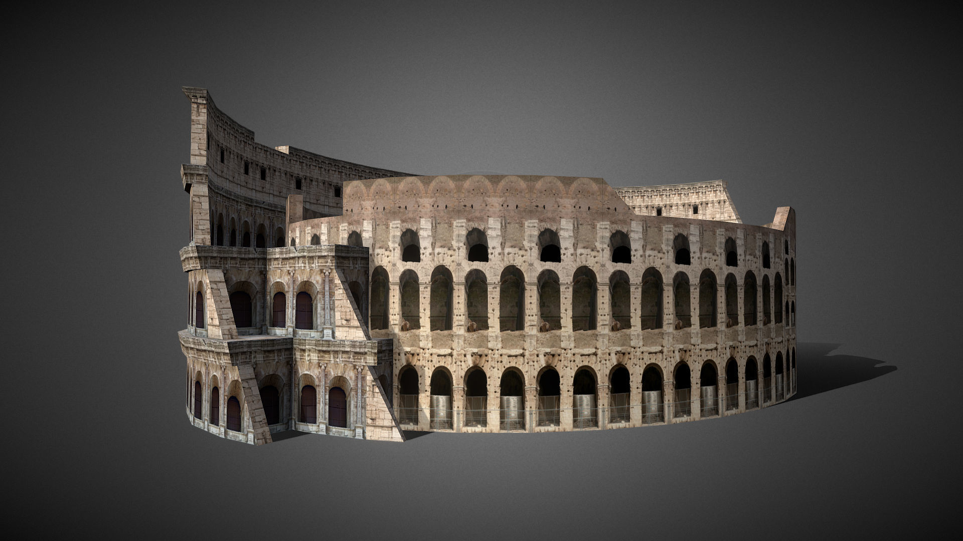 Roman Colosseum Ruins low poly 3d Model Low-poly 3D model_2