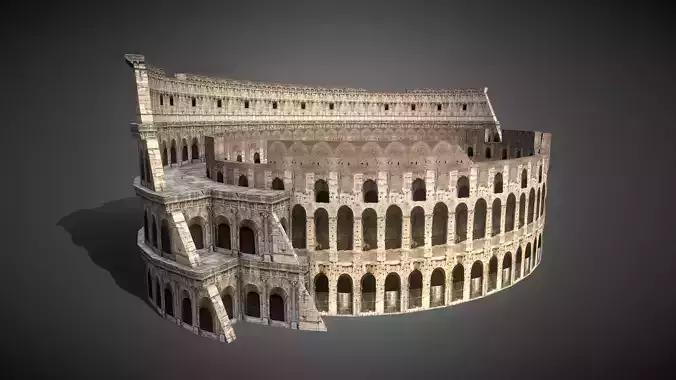 Roman Colosseum Ruins low poly 3d Model Low-poly 3D model