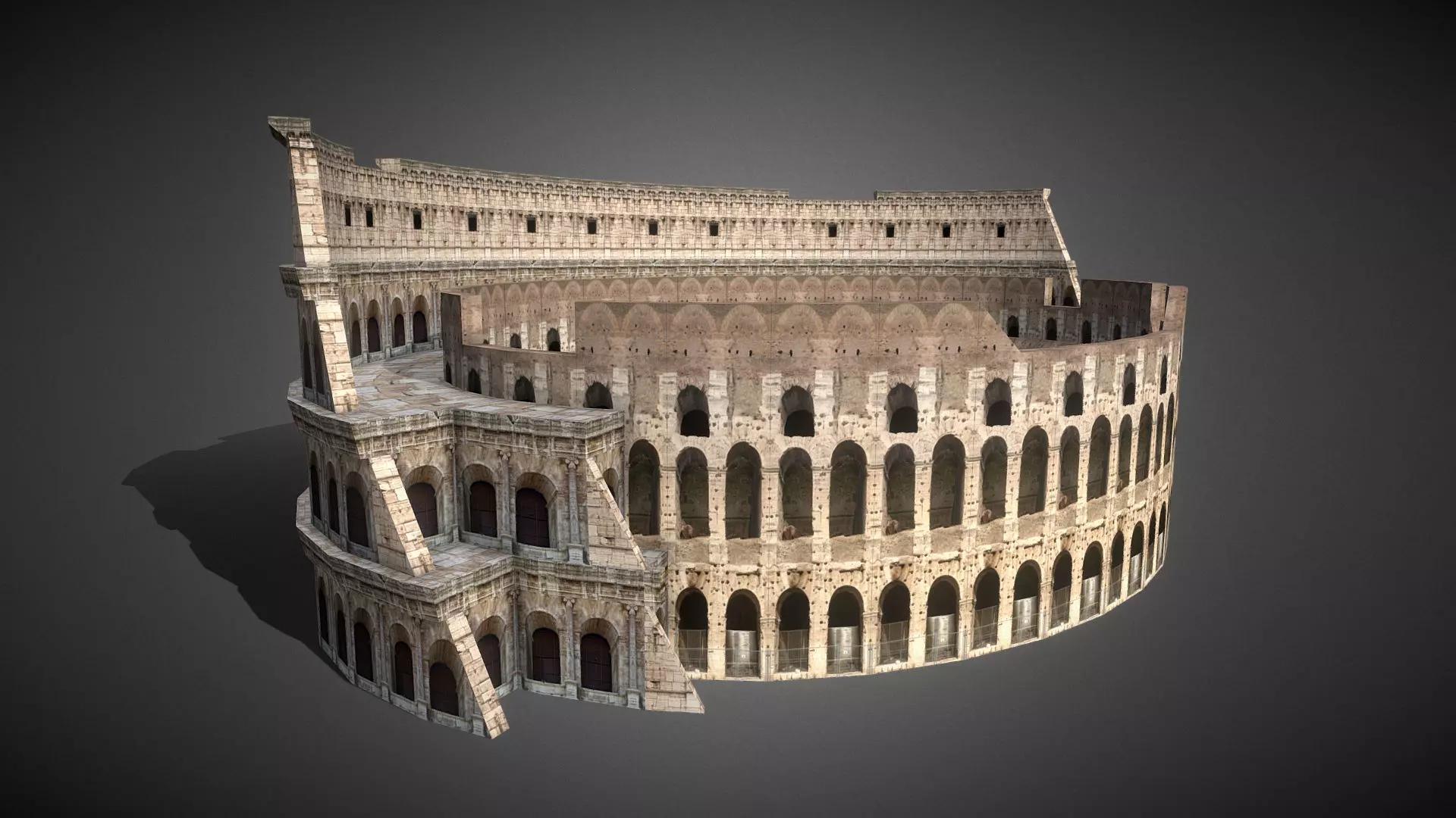 Roman Colosseum Ruins low poly 3d Model Low-poly 3D model_0