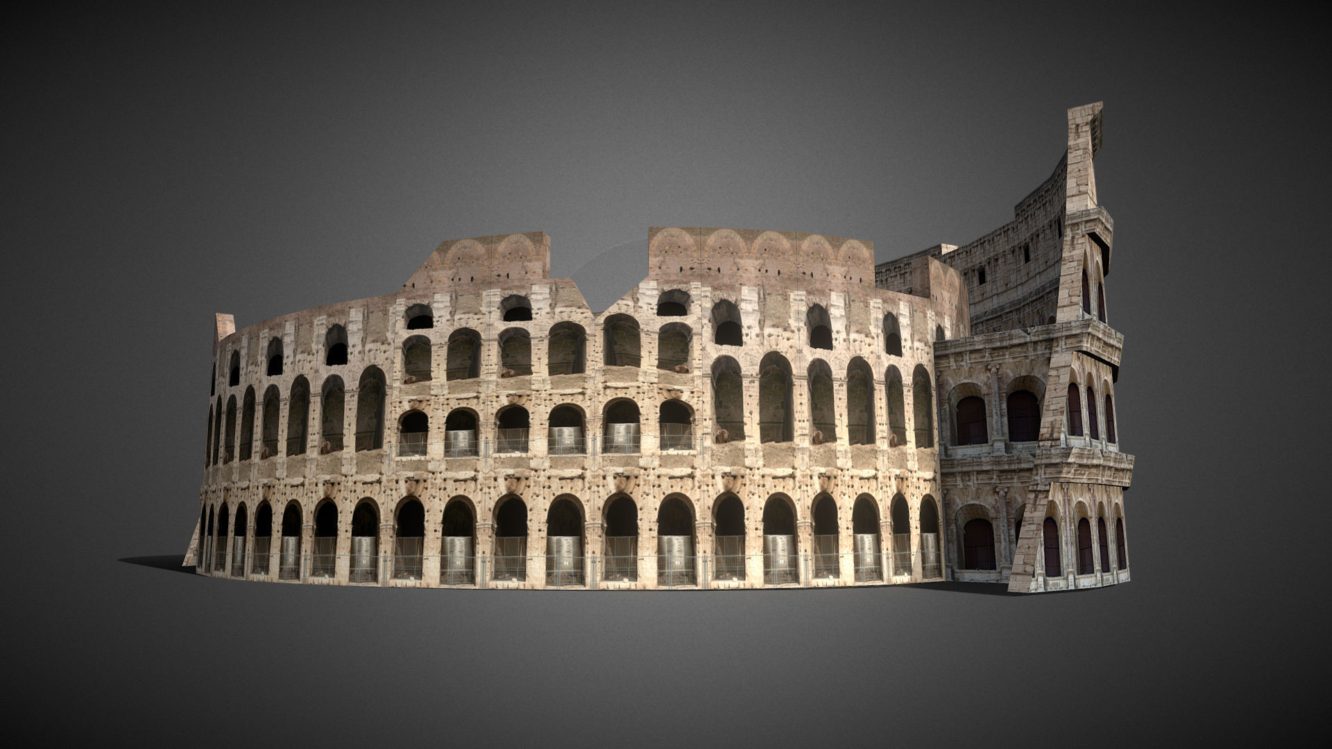 Roman Colosseum Ruins low poly 3d Model Low-poly 3D model_4
