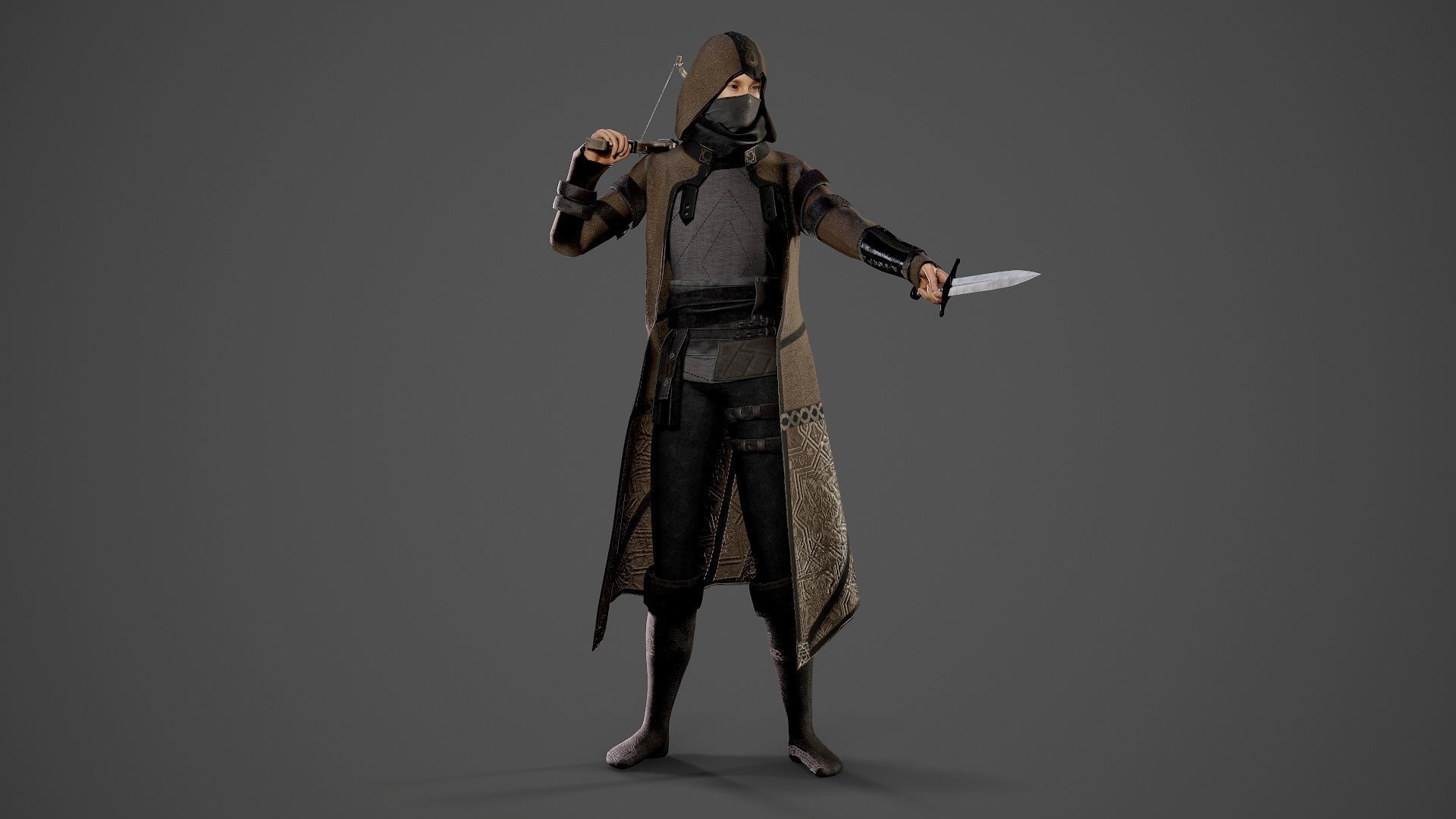 Assassin Character Model 3D model Assassin - Game Ready character wearing cloak VR / AR / low ...