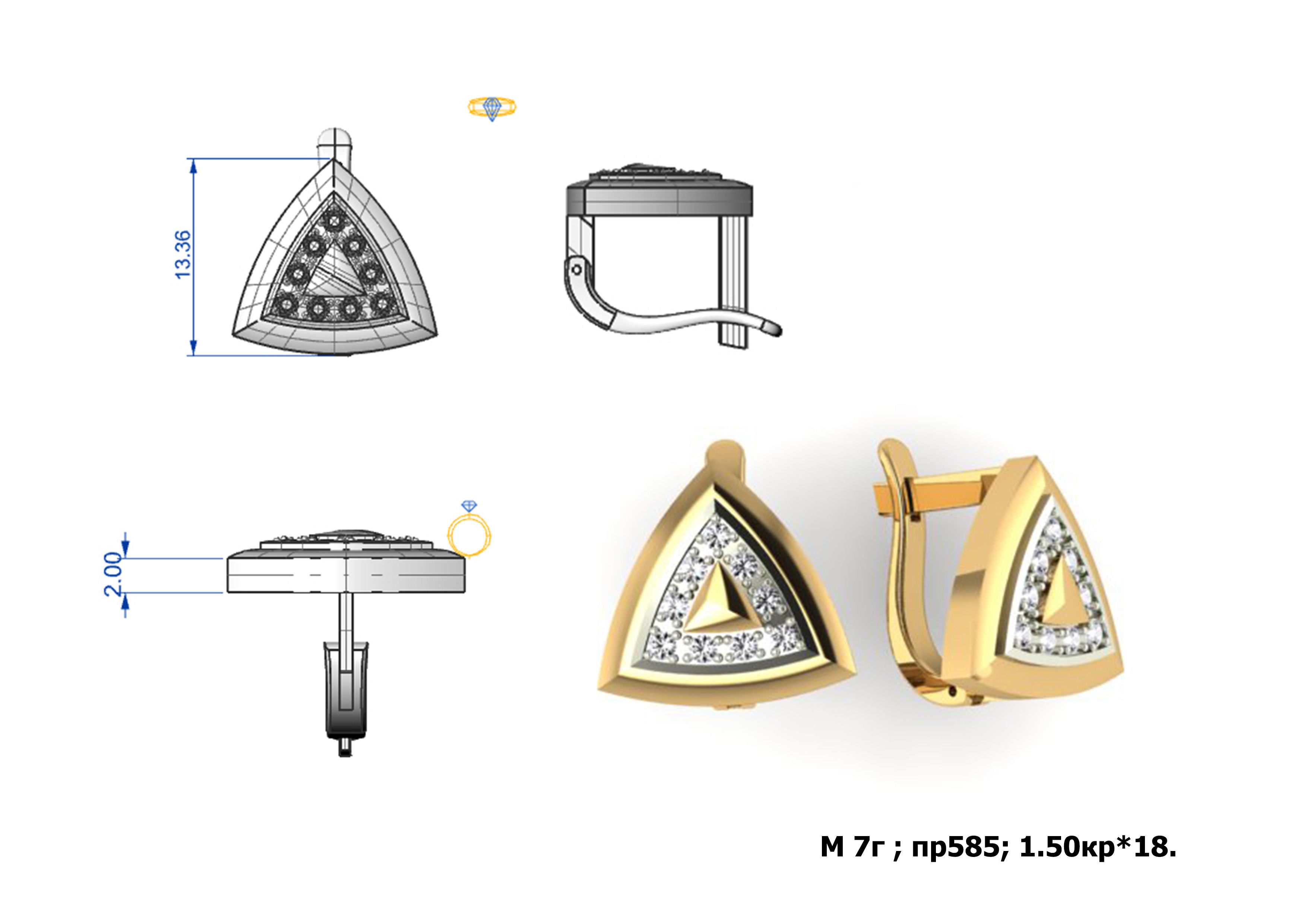 Earring G0005 3D print model_1