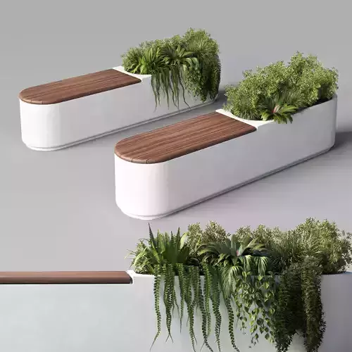 Deco Street furniture Green Benches Plants fern grass bush 15