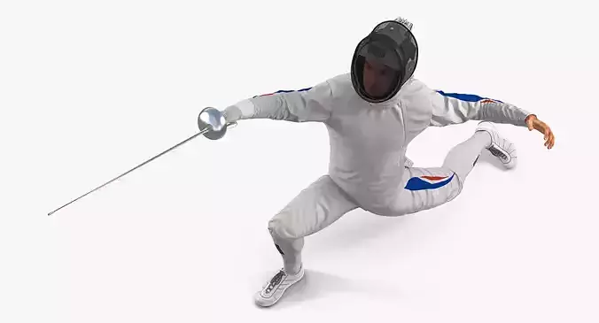 Olympic Men Fencer Rigged for Maya 3D model