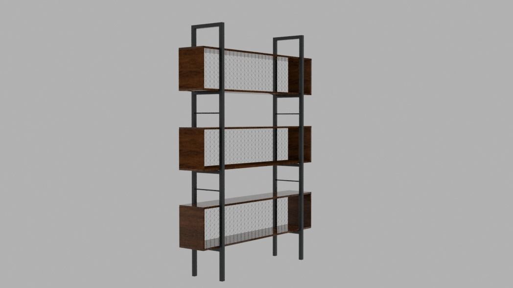 Bookcase with four shelves Free 3D model_4
