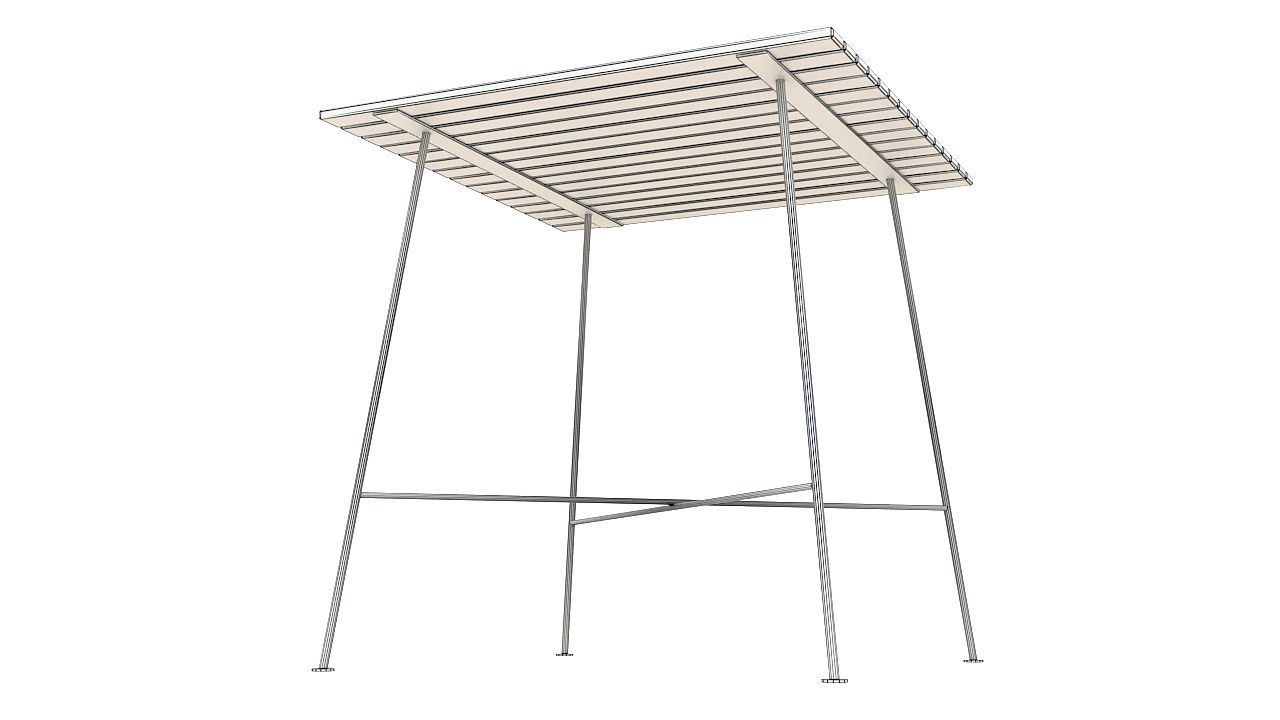 Wooden boards dining table 3D model_5