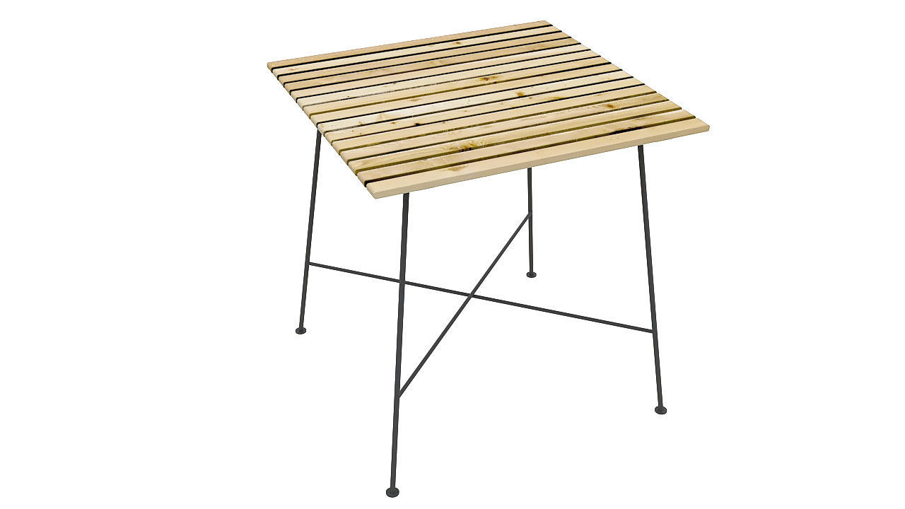 Wooden boards dining table 3D model_1