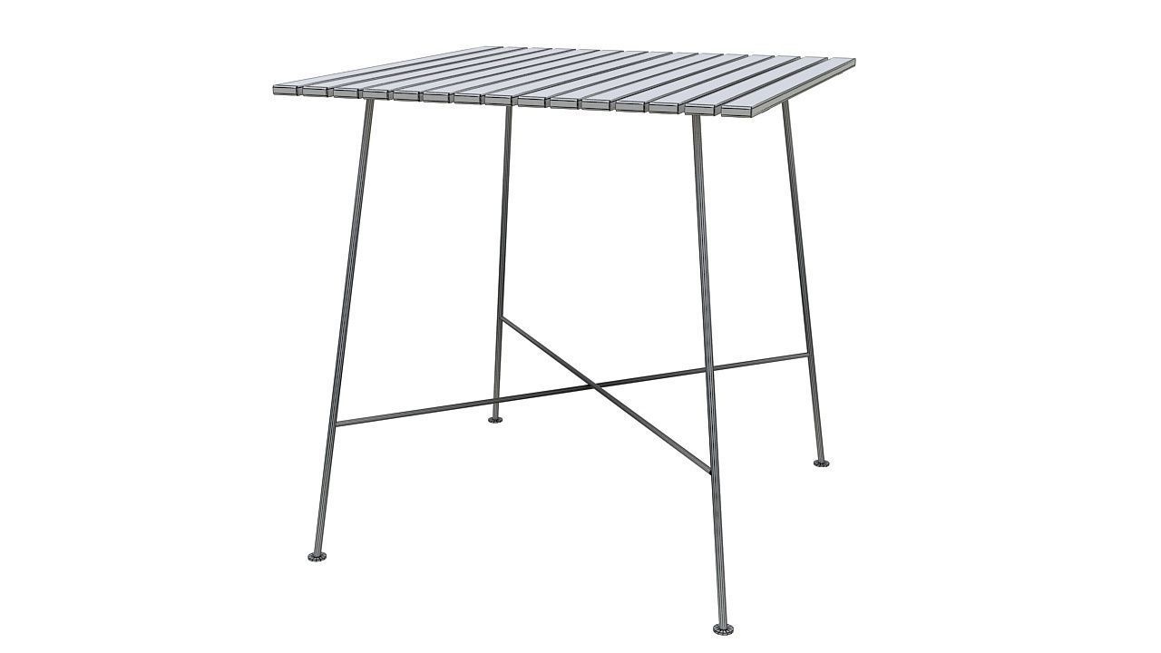 Wooden boards dining table 3D model_8