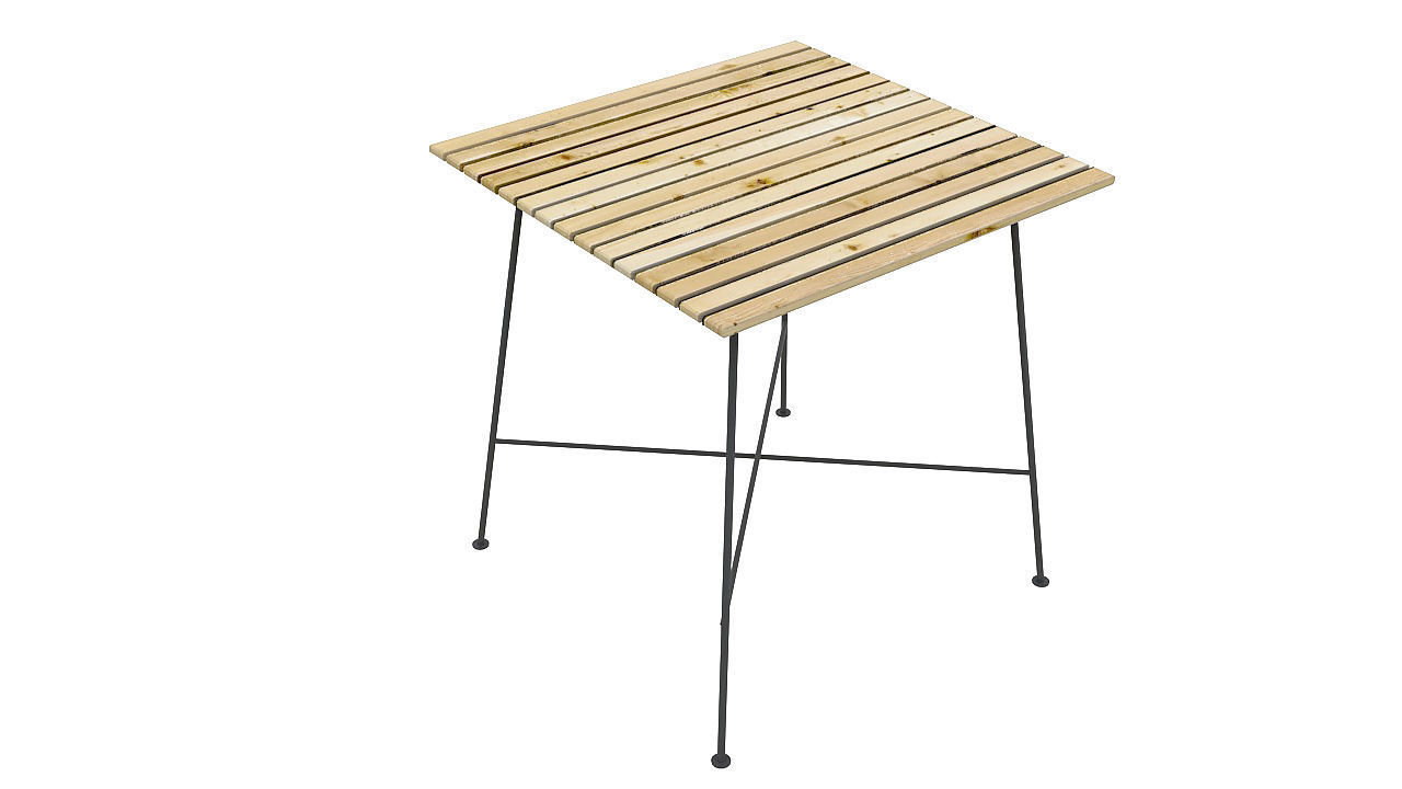 Wooden boards dining table 3D model_3