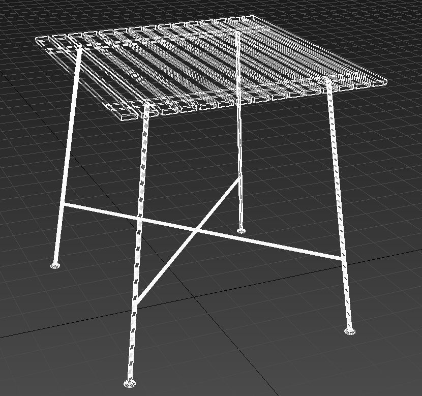 Wooden boards dining table 3D model_9