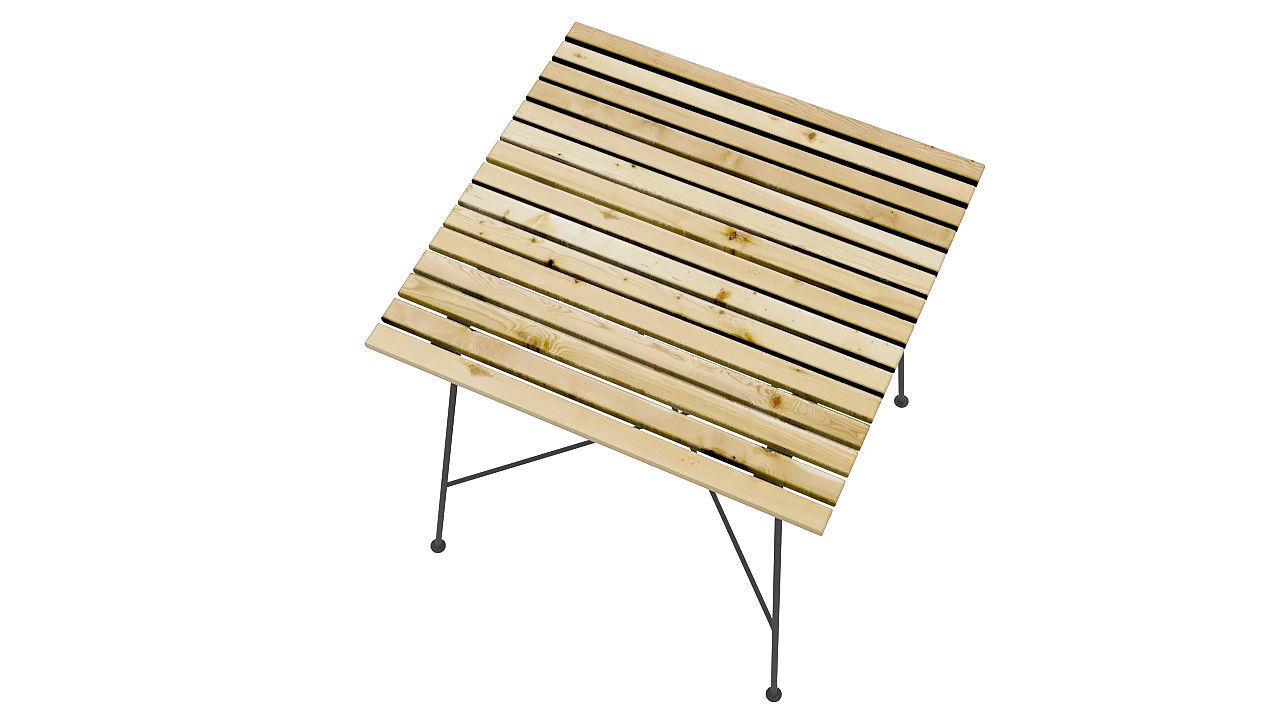 Wooden boards dining table 3D model_2