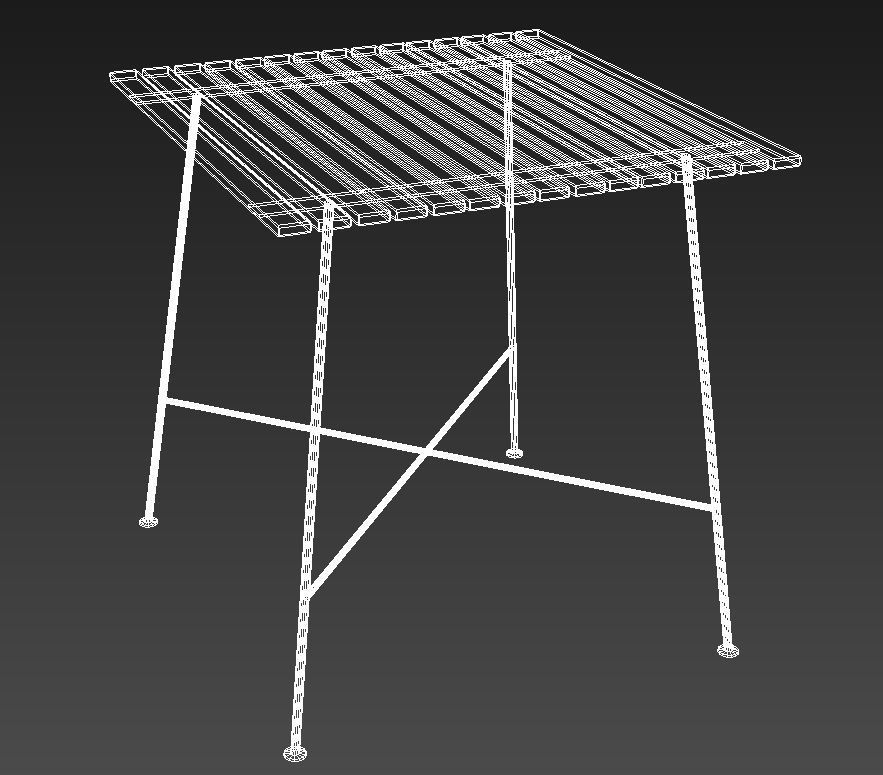 Wooden boards dining table 3D model_10