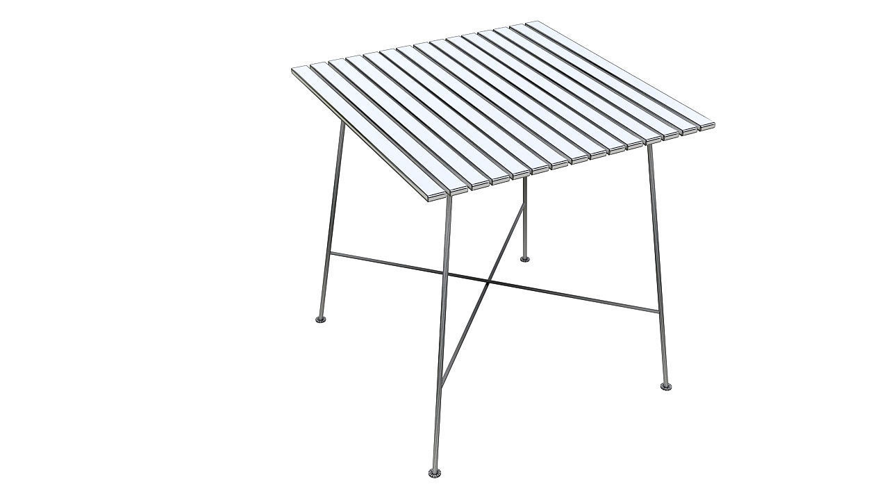 Wooden boards dining table 3D model_6