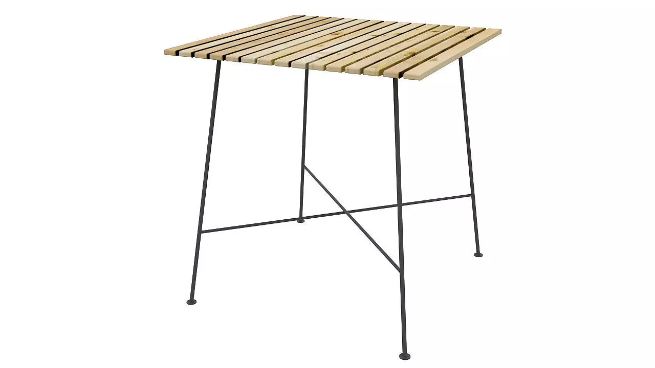 Wooden boards dining table 3D model_0