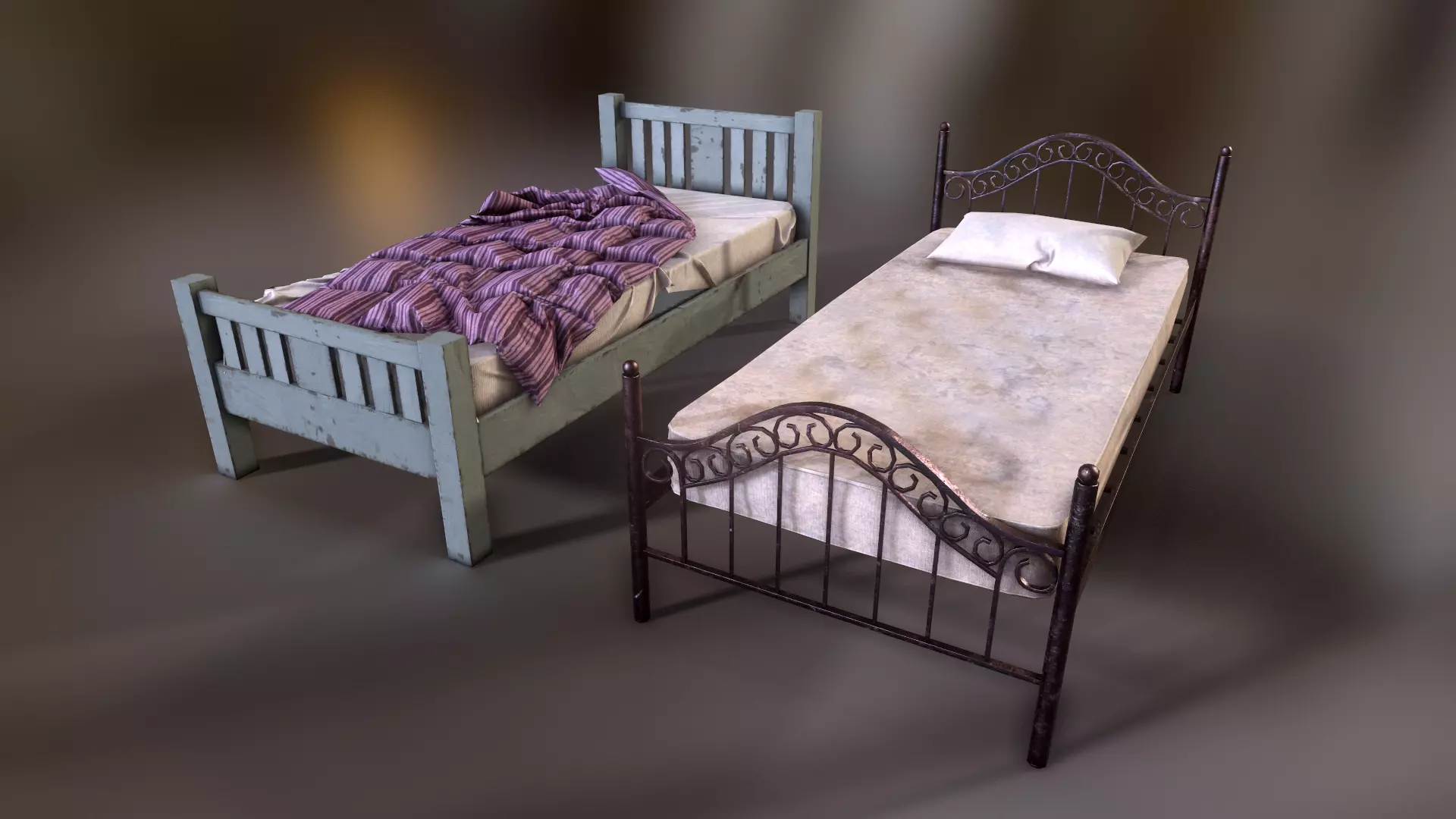 Single bed Low-poly 3D model_0