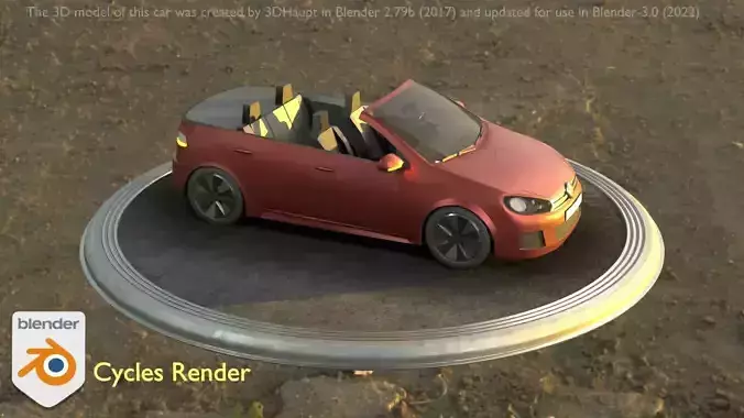 City Car 79 Compact Class Convertible Open Type-C Brown Low-poly 3D model