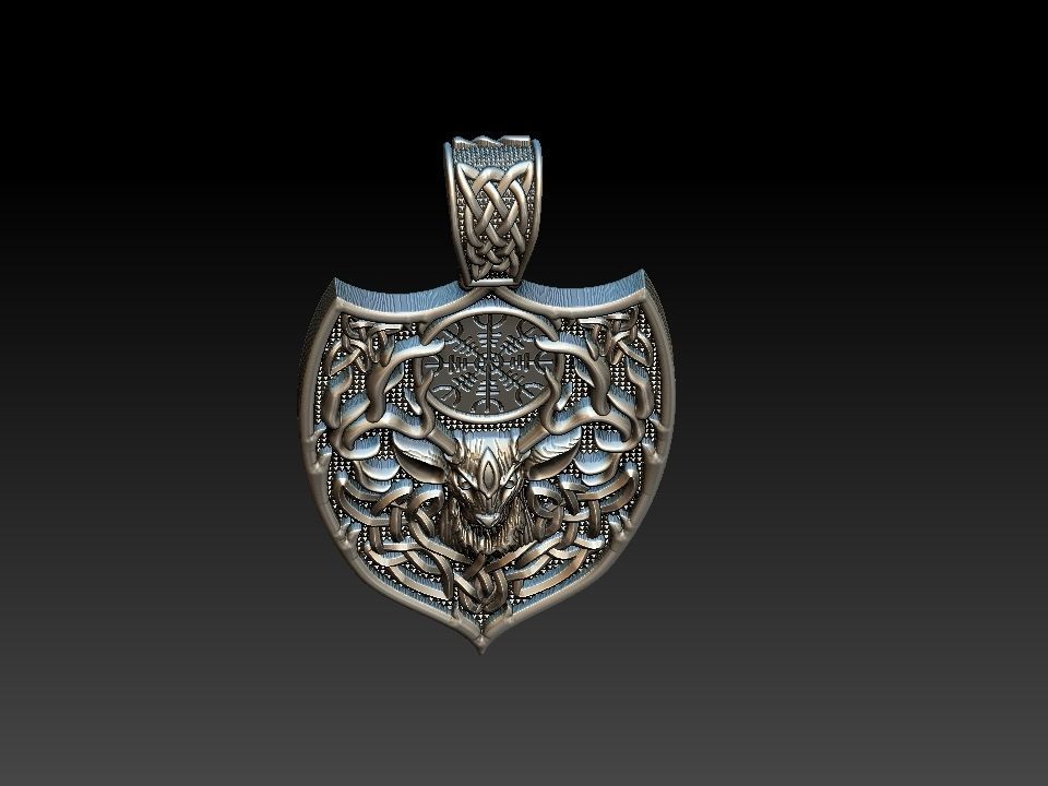 Celtic Deer Shield Viking 3D print model_10