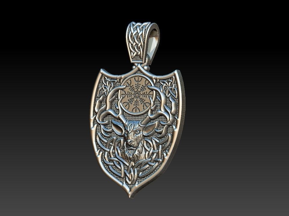 Celtic Deer Shield Viking 3D print model_7