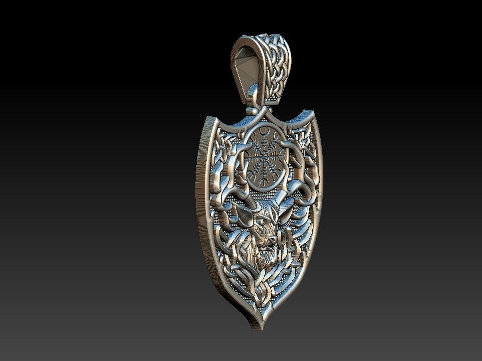 Celtic Deer Shield Viking 3D print model_2