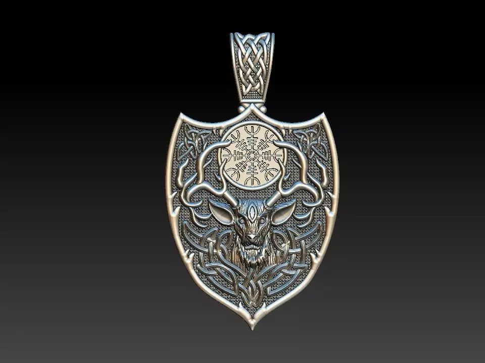 Celtic Deer Shield Viking 3D print model_0