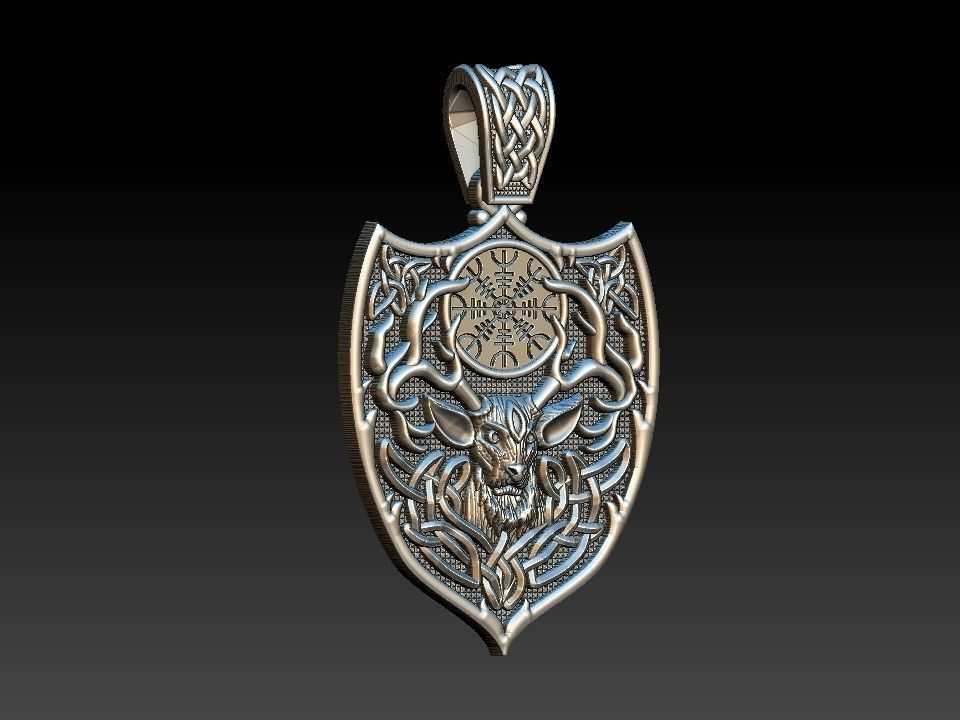 Celtic Deer Shield Viking 3D print model_1