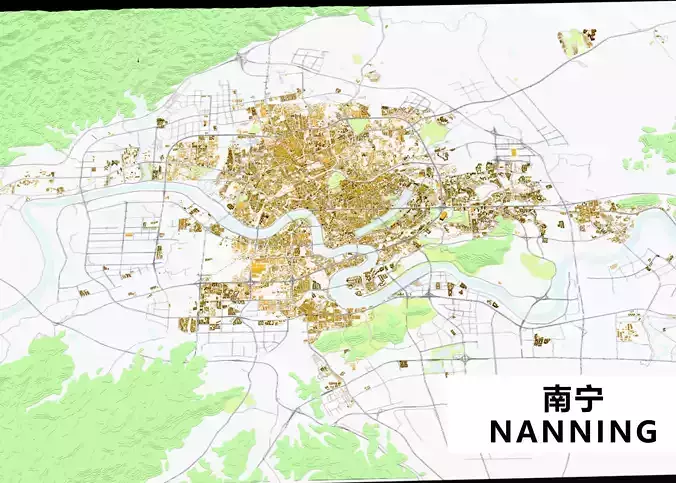 NanNing City urban planning maquett  building 3D Topography 