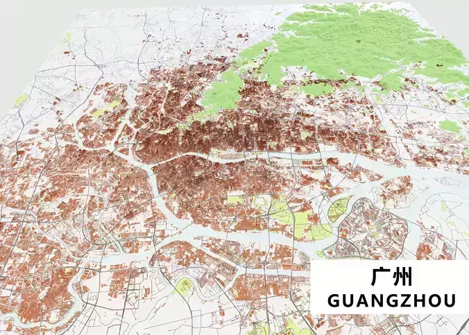 GuangZhou City urban planning maquett  building  3D Topography