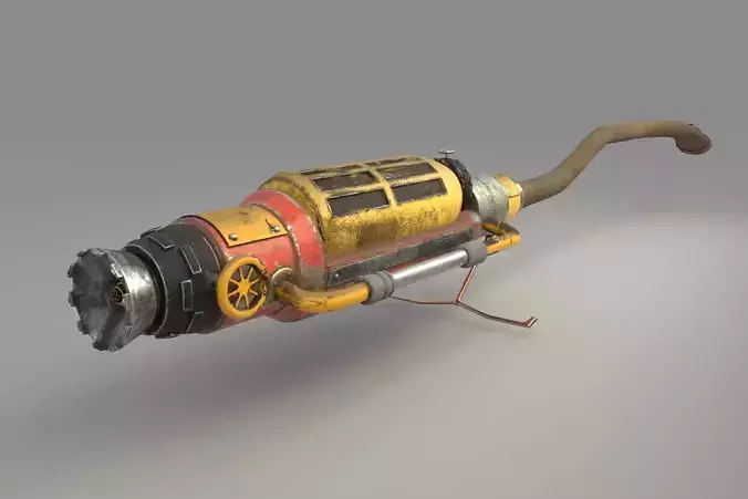 Steampunk Quidditch Broomstick - Textured - PBR Materials 3D model