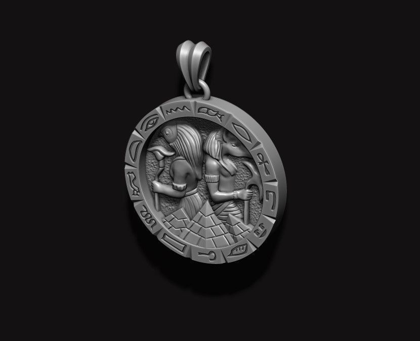 Anubis Horus pendant 3D print model_7