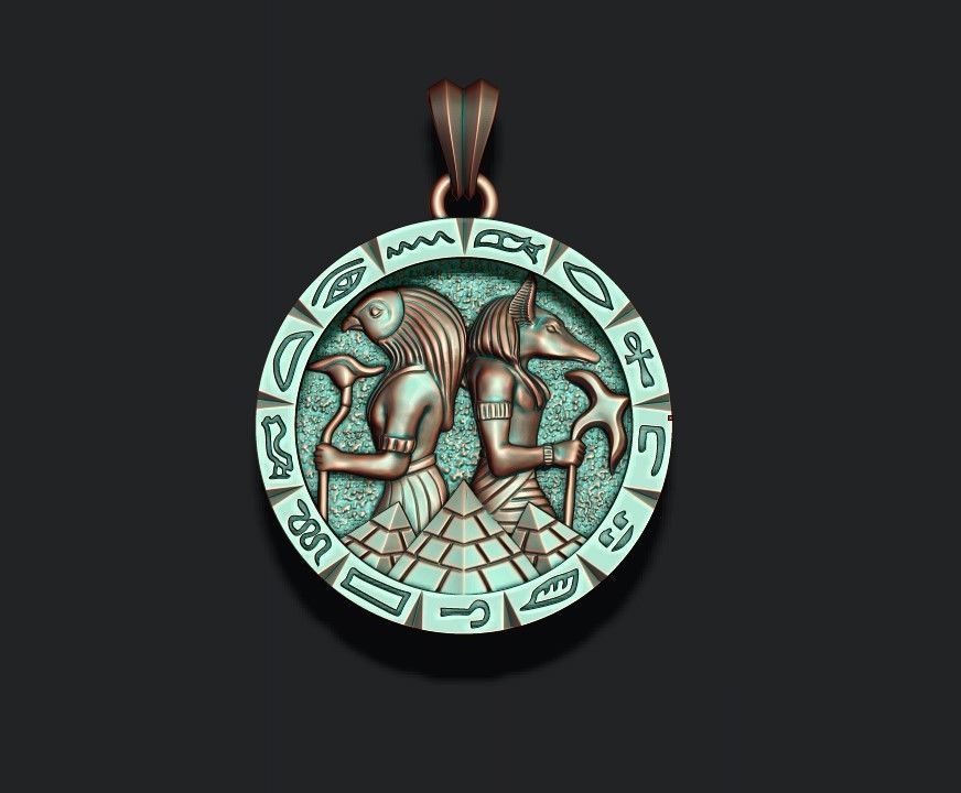 Anubis Horus pendant 3D print model_3