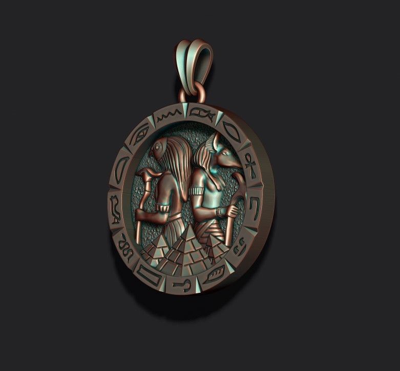 Anubis Horus pendant 3D print model_4