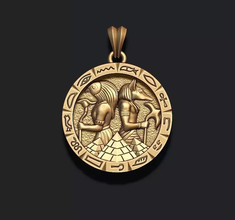 Anubis Horus pendant 3D print model_0