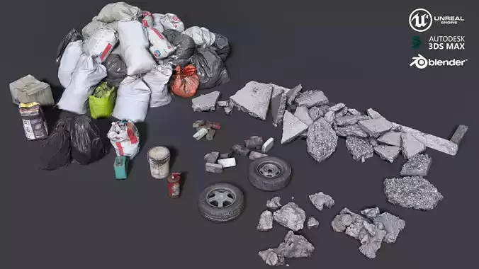 Construction waste 2022 Low-poly 3D model