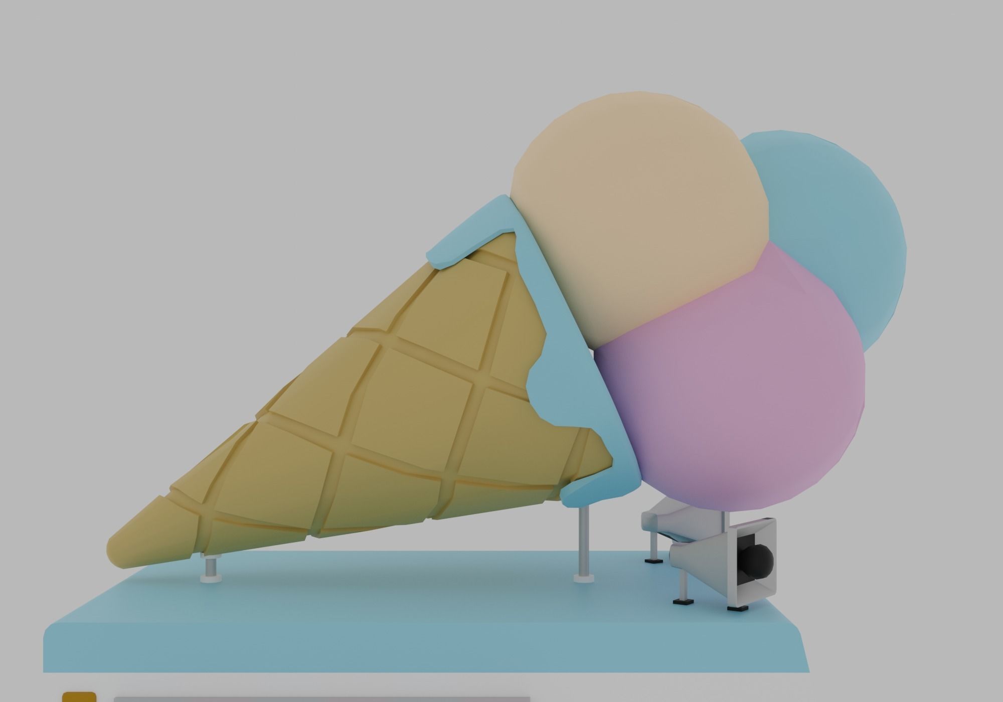 Ice cream truck Low-poly 3D model_4