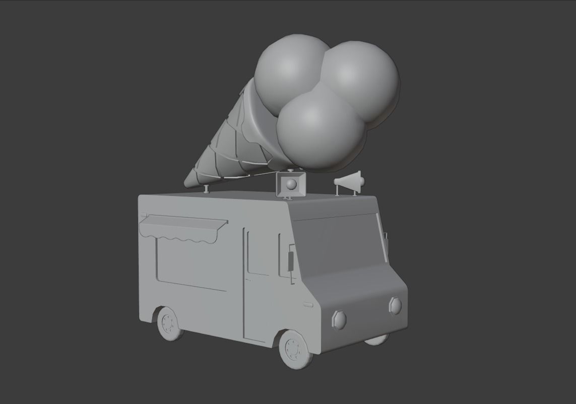 Ice cream truck Low-poly 3D model_2
