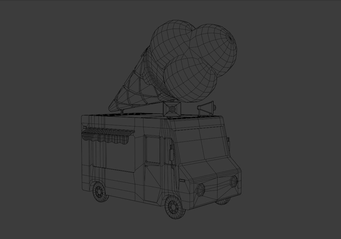 Ice cream truck Low-poly 3D model_3
