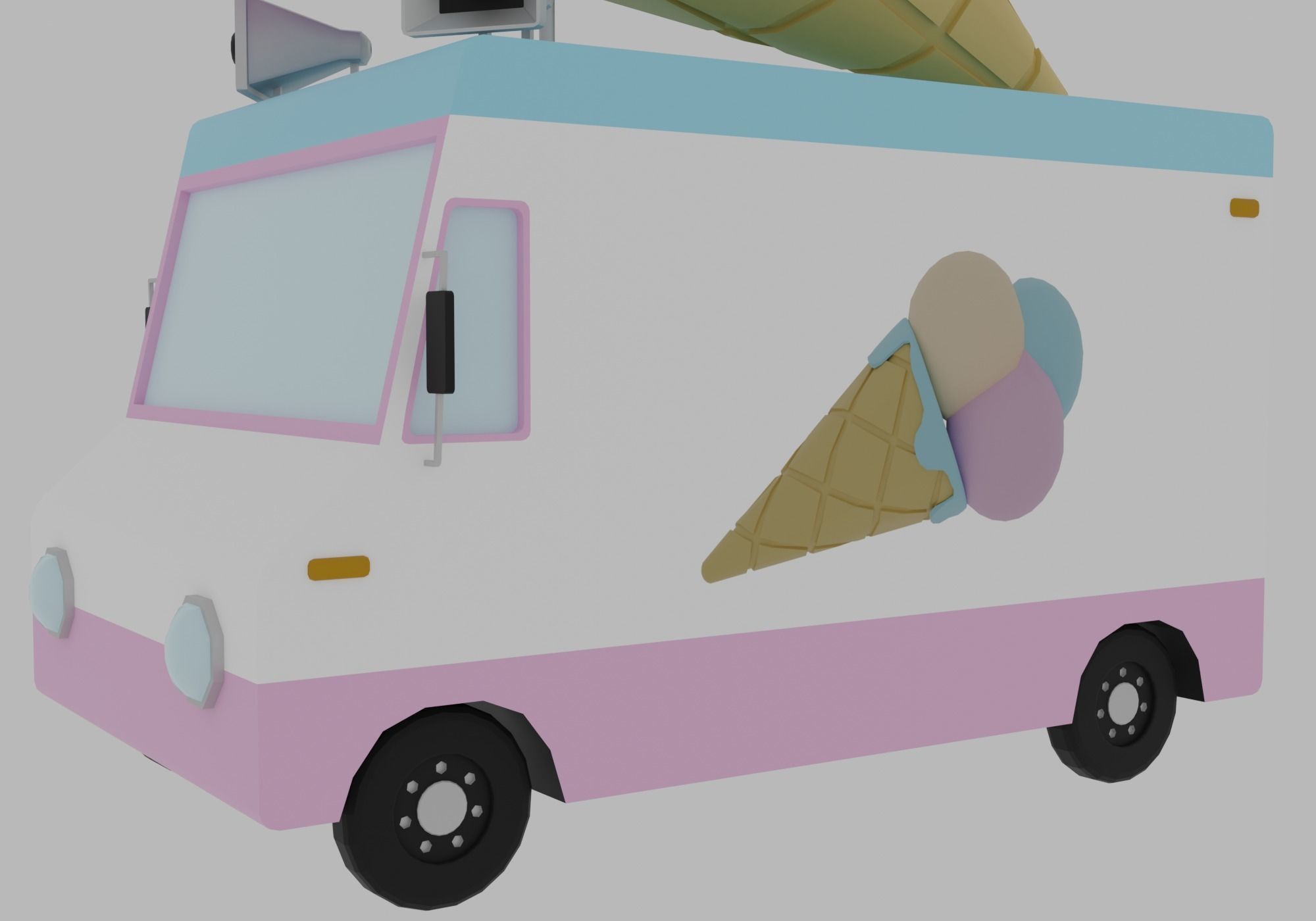 Ice cream truck Low-poly 3D model_9