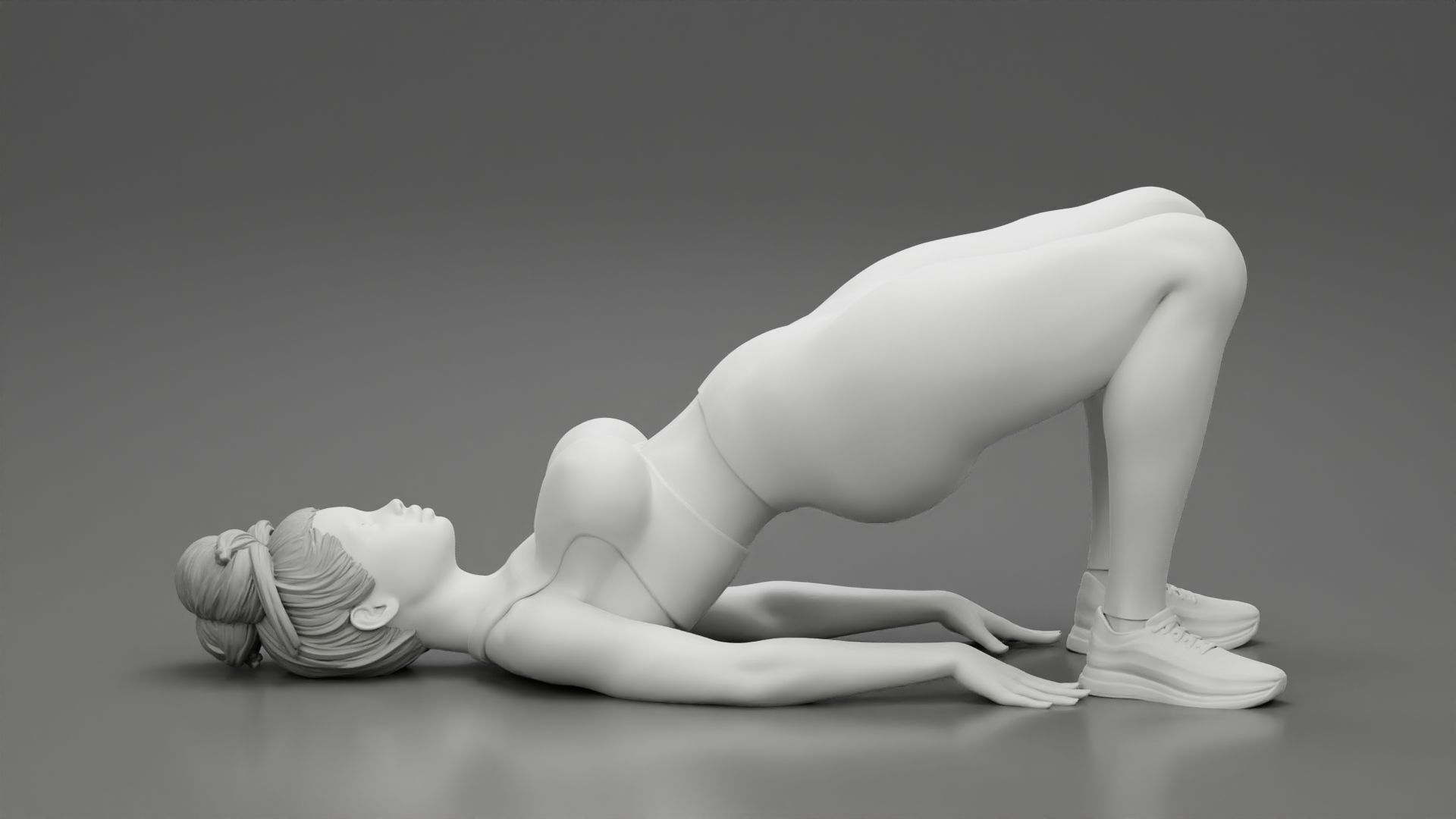 Fitness woman doing half  3D print model_1