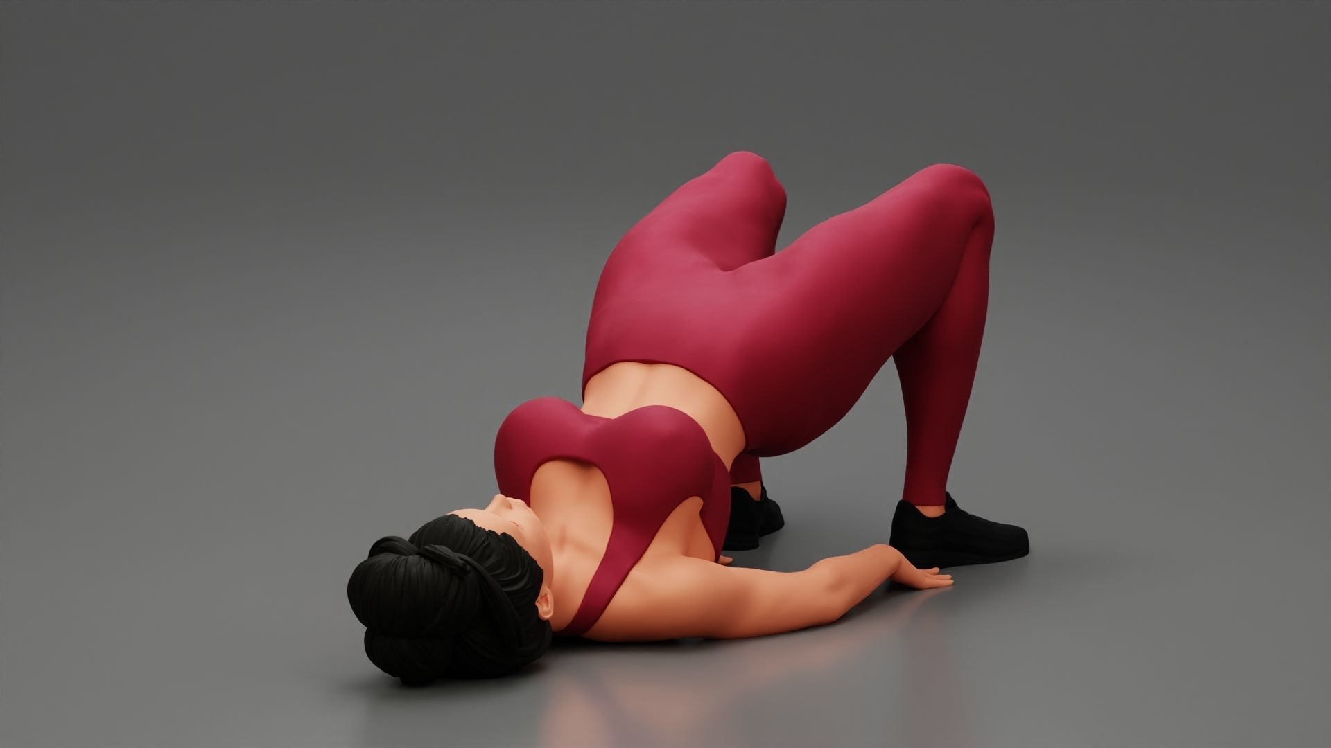Fitness woman doing half  3D print model_2