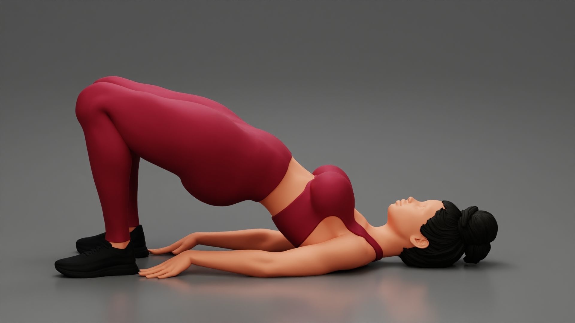 Fitness woman doing half  3D print model_6