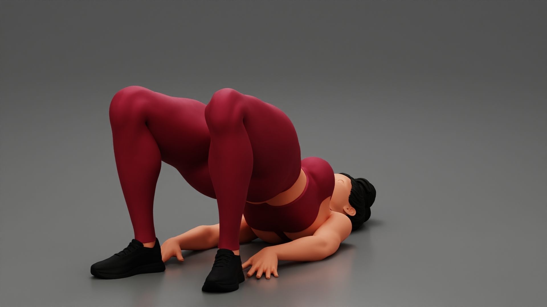 Fitness woman doing half  3D print model_8