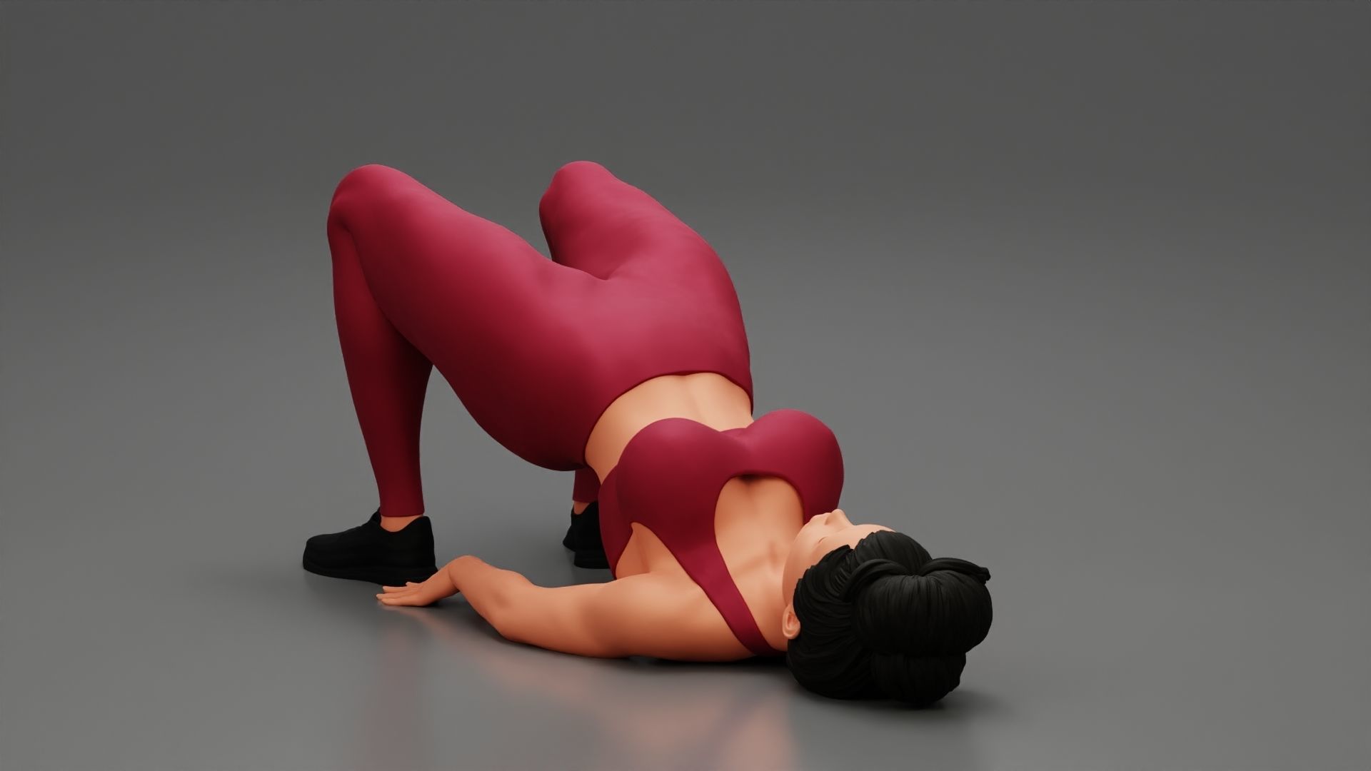 Fitness woman doing half  3D print model_4