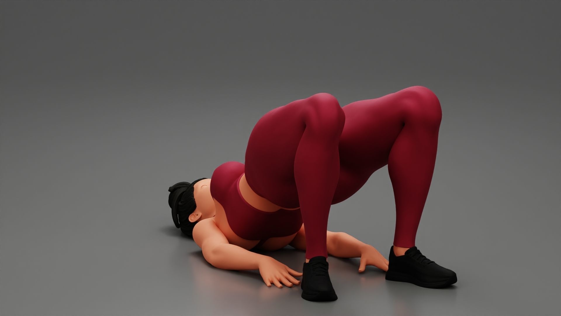 Fitness woman doing half  3D print model_10