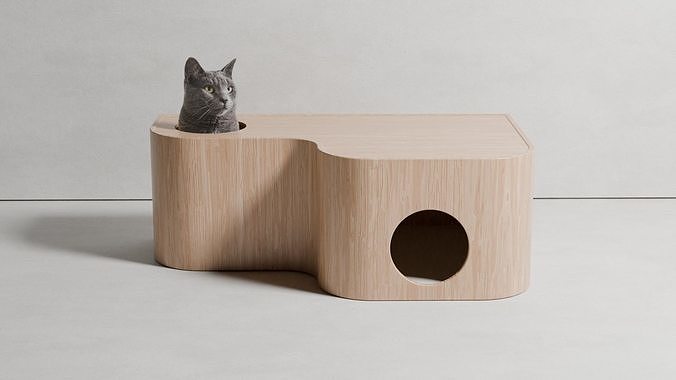 Cat House Concept Minimalist Low-poly 3D model