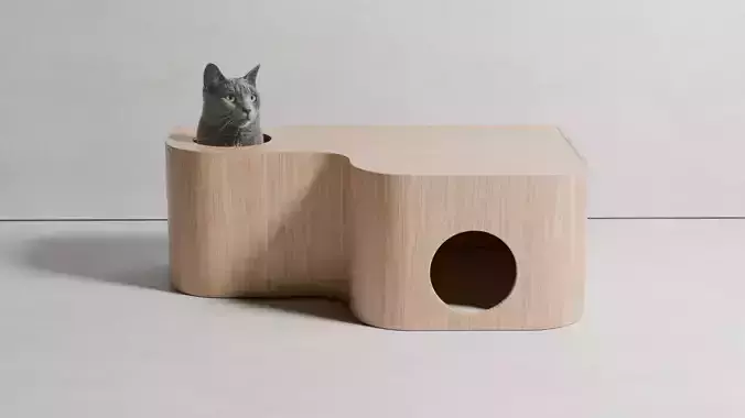 Cat House Concept Minimalist Low-poly 3D model
