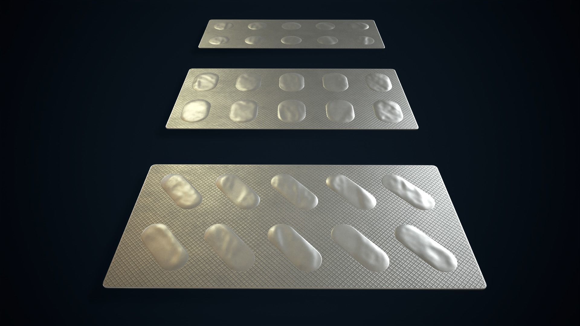 Blisters with pills Low-poly 3D model_7